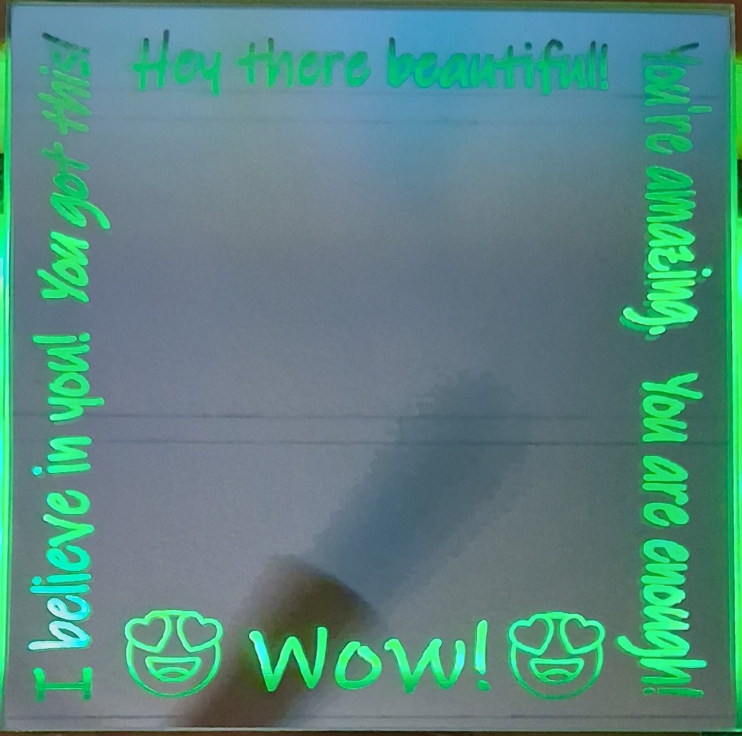 Positive affirmation laser engraved mirror, hey there beautiful, you're amazing, you are enough