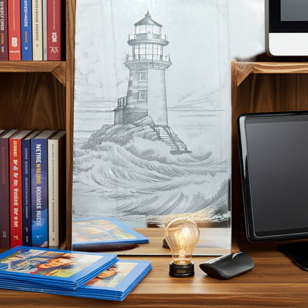 10x10 Custom Engraved LED Mirror - Inked In Glass